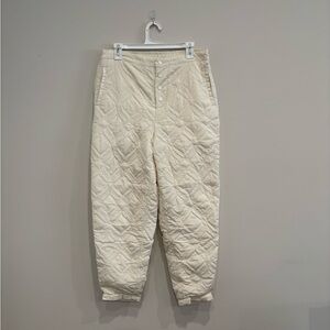 Fabletics Cream Quilted Track & Snow Pants